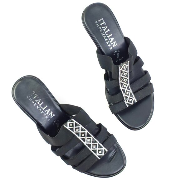 Italian Shoemakers Women's Black Elastic Sandals - Picture 2 of 10